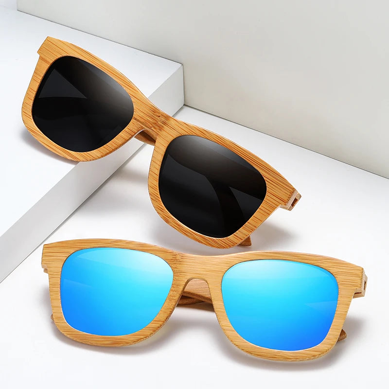 BARCUR Retro Men Sun Glasses Women Polarized Sunglasses Bamboo Handmade Wood Sunglasses Beach Wooden Glasses Oculos de sol