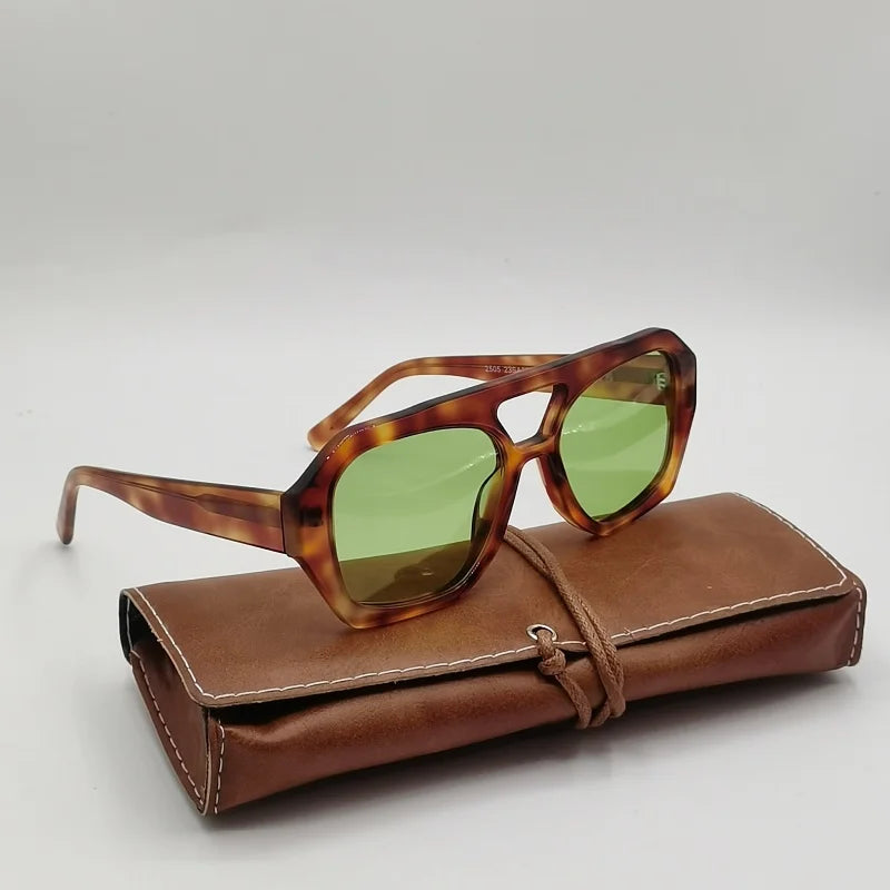 Fashion vintage double beam personality irregular sunglasses trend men's and women's superior handmade acetate sunglasses