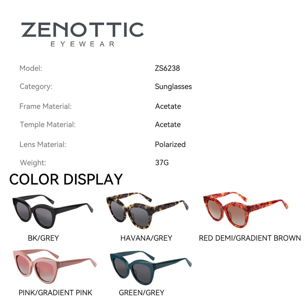 ZENOTTIC Women's Trendy Butterfly Polarized Sunglasses Handmade Acetate UV400 Protection Square Sun Glasses for Travel Shopping